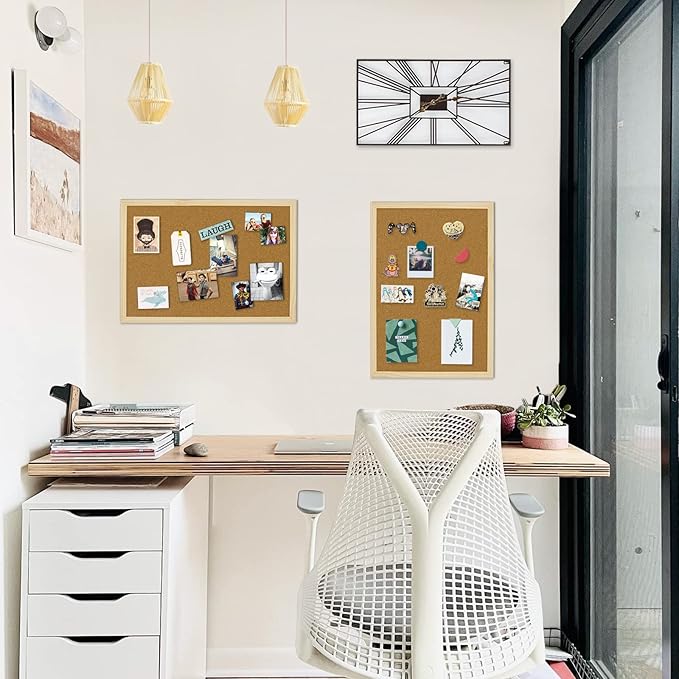 OWLKELA 17.7 X 13.3 Inch Cork Board Bulletin Board, Wall-Mounted Presentation, Message Notice Pin Board, Perfect for Office & Home Decor, School, Cubicle