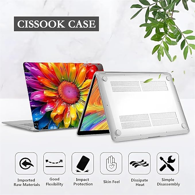 Compatible with MacBook Air 13.3 inch Case 2018-2020 Release A1932 A2179 A2337, Colorful Rainbow Sunflowers Hard Plastic Shell Cover Case