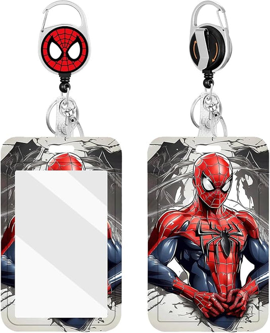 2 Pack for Spider-Man ID Badge Holder with Clip Badge Reels Retractable Heavy Duty Id Card Vertical Lanyard Holder with Carabiner Badge Reel with 24 inches Pull Cord