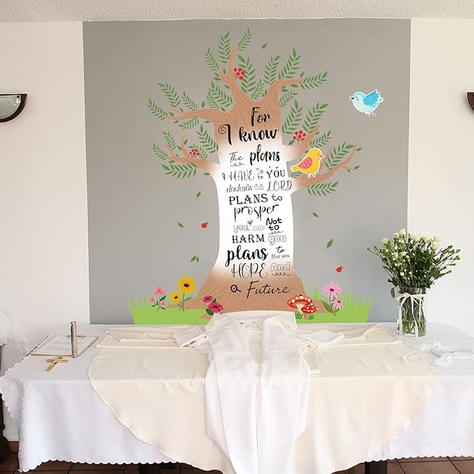 Classroom Tree Bulletin Board Set Bulletin Board Tree Cutouts, Classroom Tree Wall Decor for Elementary School Teacher Chalkboard Supplies (Bible Style)