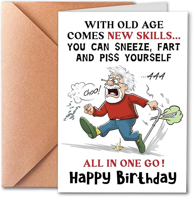 Funny Birthday Card for Men, Funny Birthday Card for Friends Grandpa Brother Husband Dad, Happy Birthday Card for Men Seniors, Funny Getting Older Birthday Card for Men, Old Age Bday Greeting Card