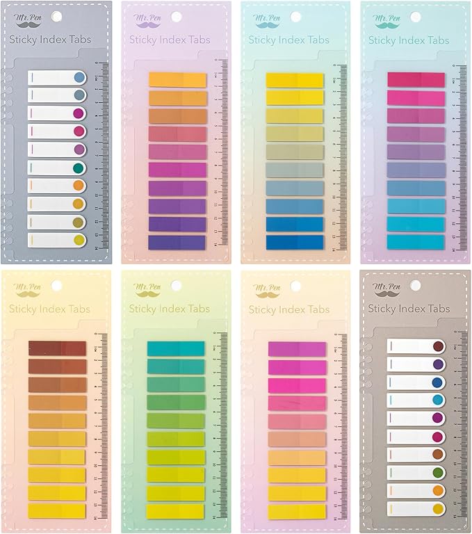 Mr. Pen- Sticky Tabs, 1600 Pcs, Colorful Book Tabs, Transparent Sticky Tabs for Books, Sticky Note Tabs, Page Markers Tabs, Book Markers, Page Tabs, Book Tabs for Annotating Books, Book Sticky Tabs