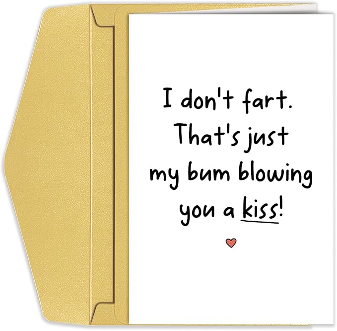 Funny Fart Anniversary Card, Humor Birthday Card for Husband Wife, Valentines Card for Him Her, My Bum Blowing You A Kiss