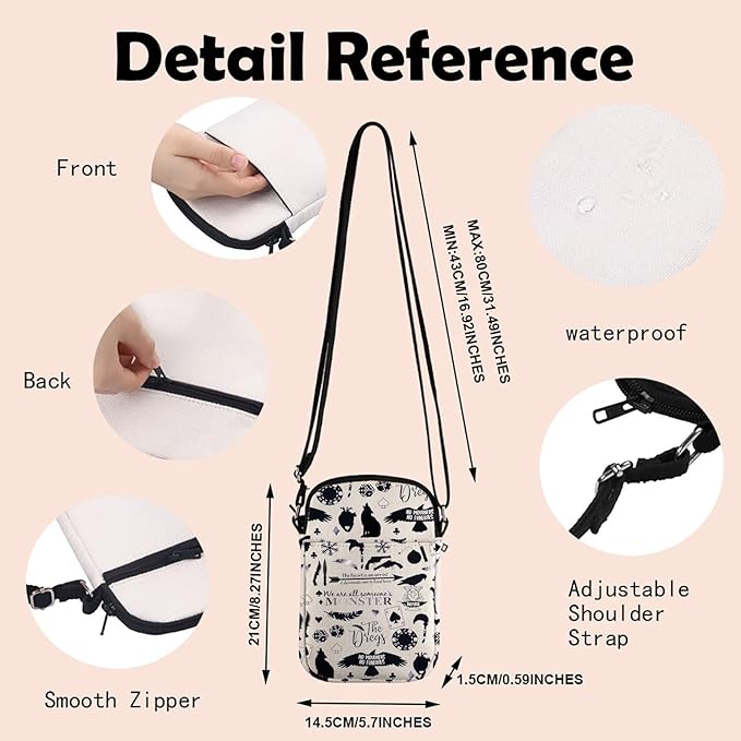 MNIGIU Six of Crows Merchandise Six of Crows Book Sleeve Grishaverse Gift Ketterdam Merch Six of Crows Bookish Gift (MonsterCrossbody)