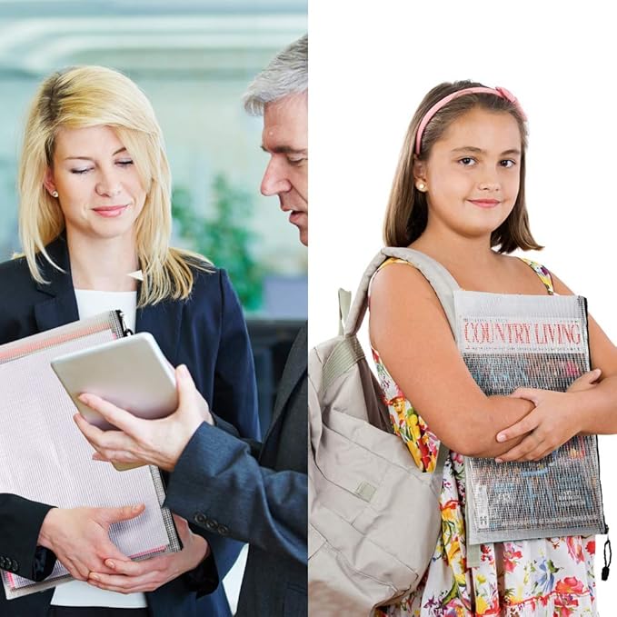 EOOUT 24pcs Mesh Zipper Pouch Bags, Plastic Zipper Bag for Organizing 13.5x9.5 Inches Letter Size, A4 Size, for Office Supplies