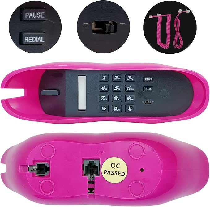 Corded Lip Phone, Benotek Novelty Landline Phone for Home/Office/Shops/Party Decor, Real Wired Funny Mouth Cartoon Telephone for Gift (Rose)
