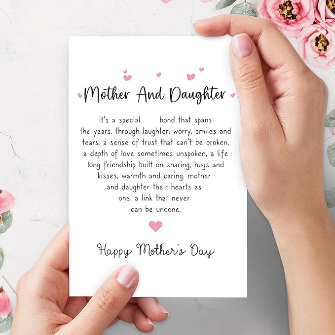 Funny Mother’s Day Card for Her, Mothers And Daughter Card, Poem Happy Mothers Day Card, Mother And Daughter Their Hearts As One