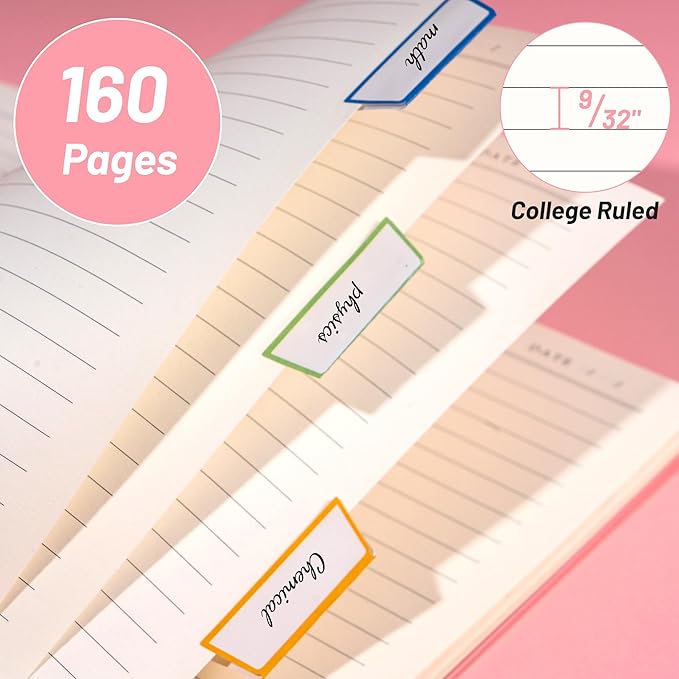 Yoment Spiral Notebook College Ruled A5 Spiral Bound Journal 160 Pages Thick Paper Plastic Hardcover Spiral Notebook 5x7 Wire Bound Notebooks for Note Taking School Office Supplies,Pink