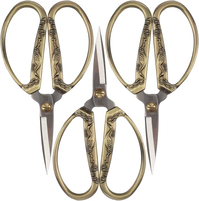 JubileeYarn Crane Motif Small Embroidery Craft Scissors - Bronze - 3 Scissors