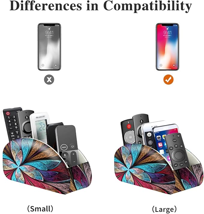 YAPISHI Remote Control Holder, 5 Compartments TV Remote Holder Caddy for Table, Nightstand Organizer for Remotes/Media Controllers/Office Supply, Bedside Decorations for Living Room， PU Leather