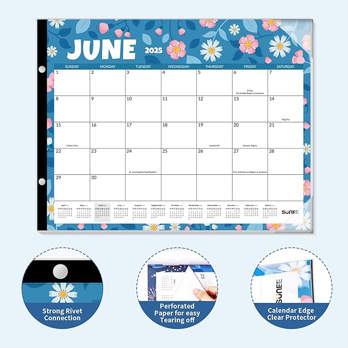 SUNEE 2025 Desk Calendar Large 22x17 from Now to March 2026, Extra Large Desktop Monthly Calendar Pad 18 Months For Teacher or Family, Desk Top, Seasonal