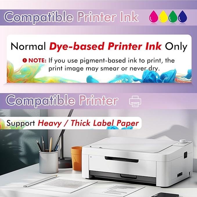 Koala Printable Vinyl Sticker Paper for Inkjet Printers - 100 Sheets Glossy White Water-Resistant Adhesive Label Paper - 8.5x11 Inch, Tear-Resistant, Removable