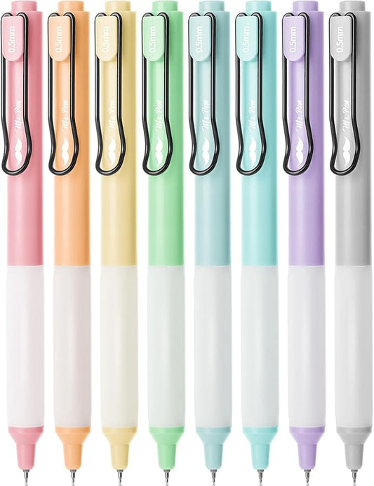 Mr. Pen- Retractable Gel Pens, 8 Pack, Black Ink Gel Pens, Pastel Barrels, Fast Dry, Gel Pens Fine Point 0.5mm, Retractable Pens, Cute Pens, Gel Ink Pens, Aesthetic Pens for Journaling Fine Tip Pens