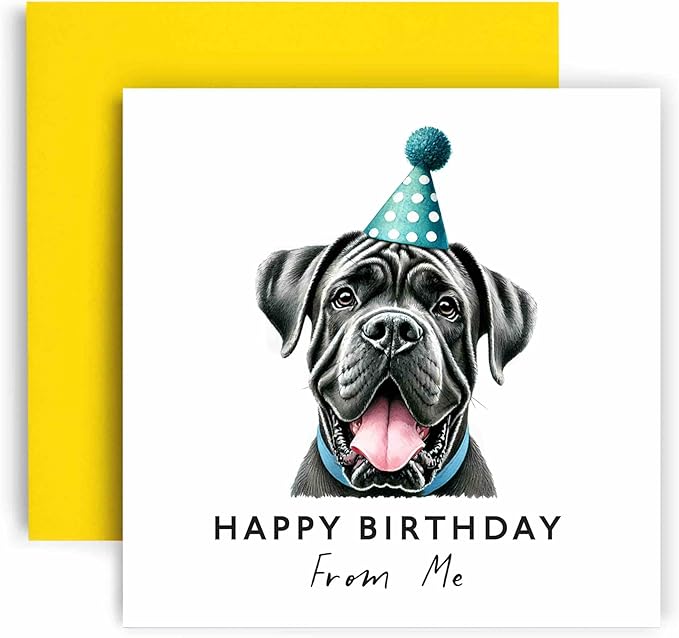 Huxters Birthday Card from the Dog – Cane Corso - Happy Birthday to Dog Mum and Dog Dad – Birthday Card from the Dog to Friends Family First Birthday (Cane Corso)