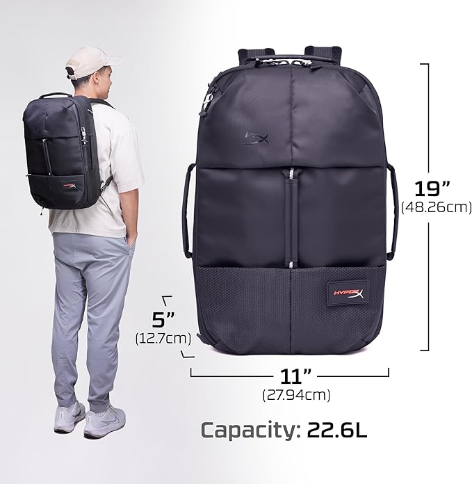 HyperX Knight Gaming Backpack for Laptops Large Storage Durable Travel Ready Black