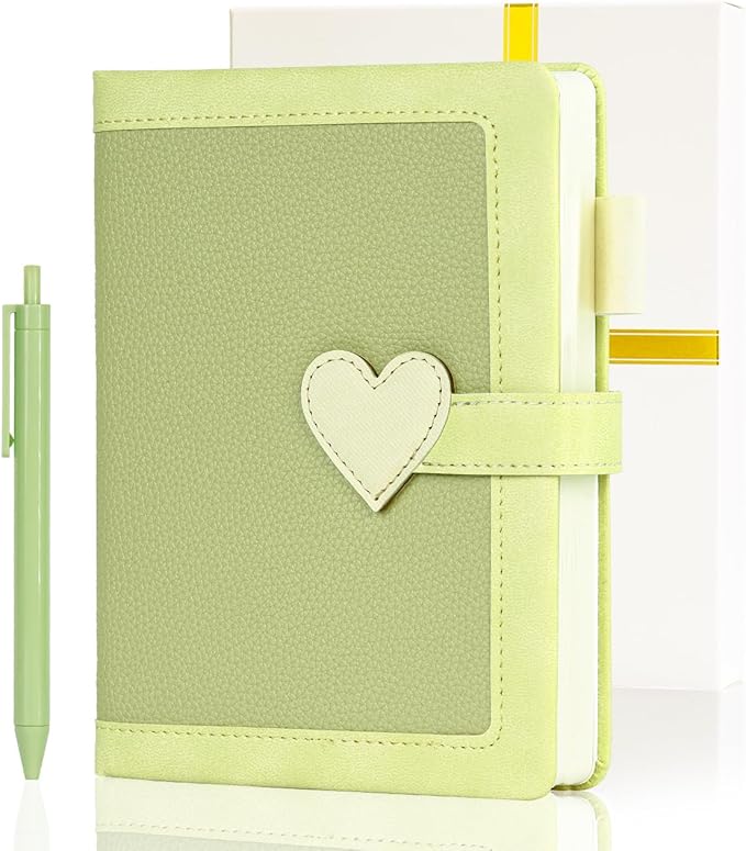 Journal for Women and Girls with Heart Buckle, 240 Pages Girls Diary Journal with Pen for Writing, Cute Daily Writing Journals for Women, B6 Pretty Journaling Hardcover Notebooks(Sage Green)
