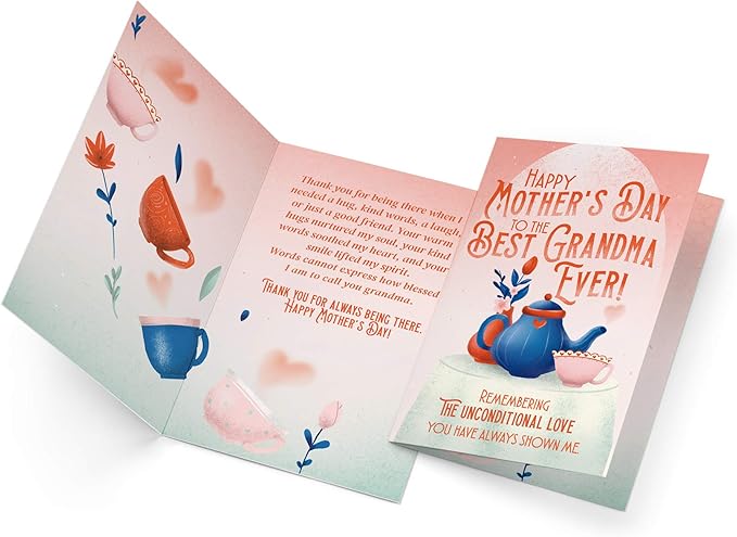 Prime Greetings Mother's Day Card For Grandma, Made in America, Eco-Friendly, Thick Card Stock with Premium Envelope 5in x 7.75in, Packaged in Protective Mailer