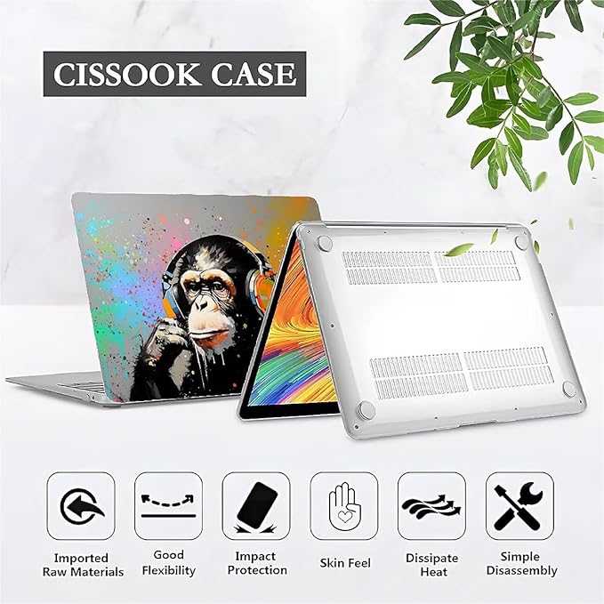 Compatible with 16.2 Inch MacBook Pro 2485/A2780, Music Monkey with Headphone Hard Plastic Shell Cover Case