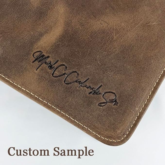 Personalized Leather Portfolio for Lefty, Engraved Leather Clipboard Portfolio Binder, Custom Leather Padfolio Leather Legal Portfolio, Christmas Gift for Him/Her (Clipboard, Khaki-Custom)