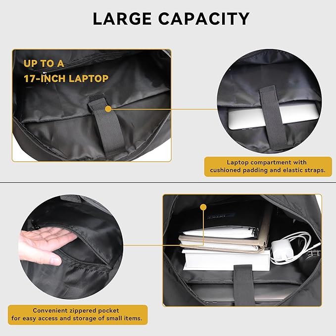 Zavothy Women's Convertible Daypack Large Tote Bag for Women with Laptop Compartment College Backpack for Men Business Work Computer Backpack fits 17 Inch Black