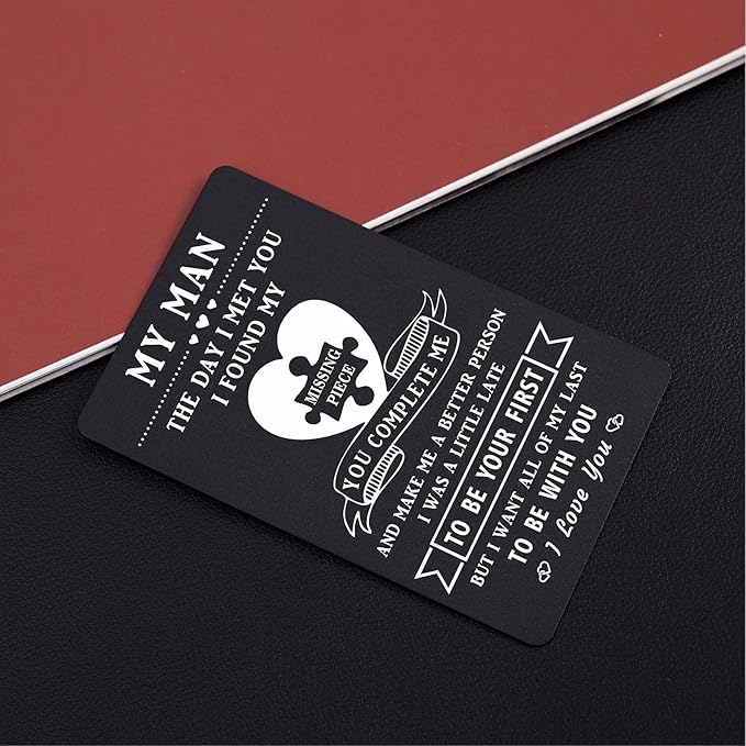 TANWIH To My Man Wallet Insert Card, Unique Anniversary Valentines Cards Gift for Boyfriend, I Love You Gifts for Men, Birthday Fathers Day Presents