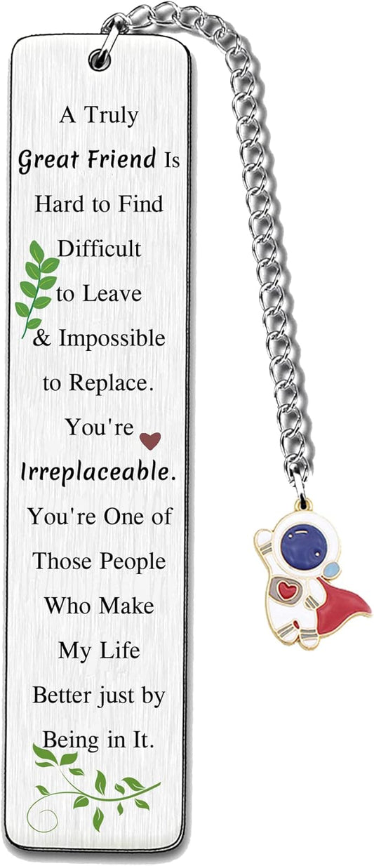 to Friend Bookmarks for Women Men Best Friend Birthday Graduation Farewell Gifts True Friendship Appreciate Engraved Quote Bookmark Personalized Book Lover Christmas New Year Cute Astronaut Keepsakes