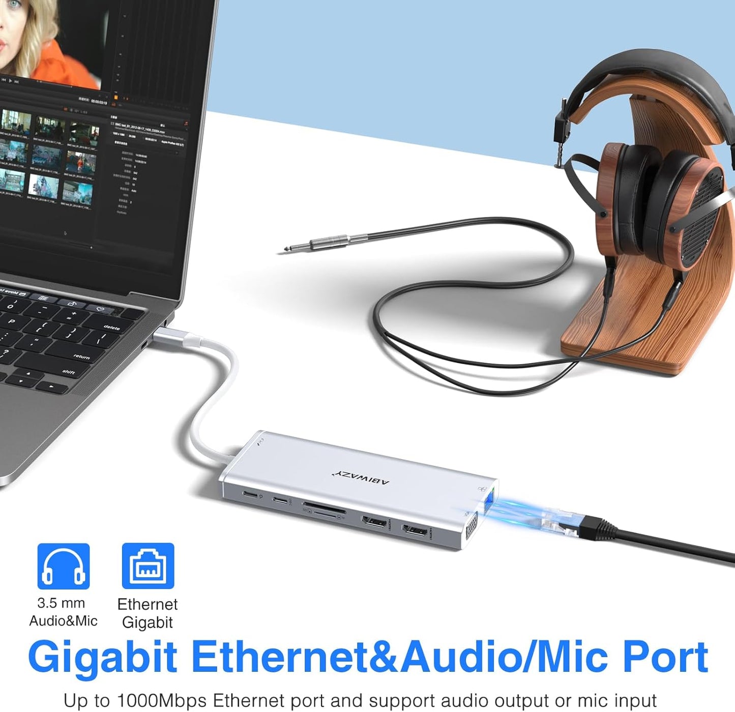 USB C Docking Station Dual Monitor for Dell/HP/Lenovo/Surface Laptop, 14 in 1 Triple Display Hub Multiple Adapter, Dongle with 2 HDMI 4K+VGA+5 Port+100W PD Charger+Ethernet+SD/TF+Audio(Sliver)