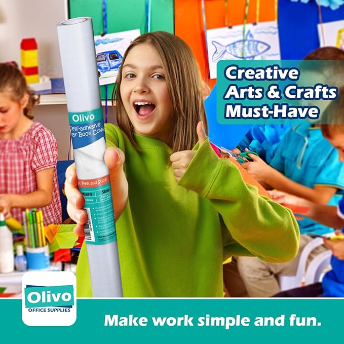 Olivo Clear Contact Paper Roll for Books Crafts 17.5 in x 20 ft Peel and Stick Adhesive Book Cover Plastic Protector