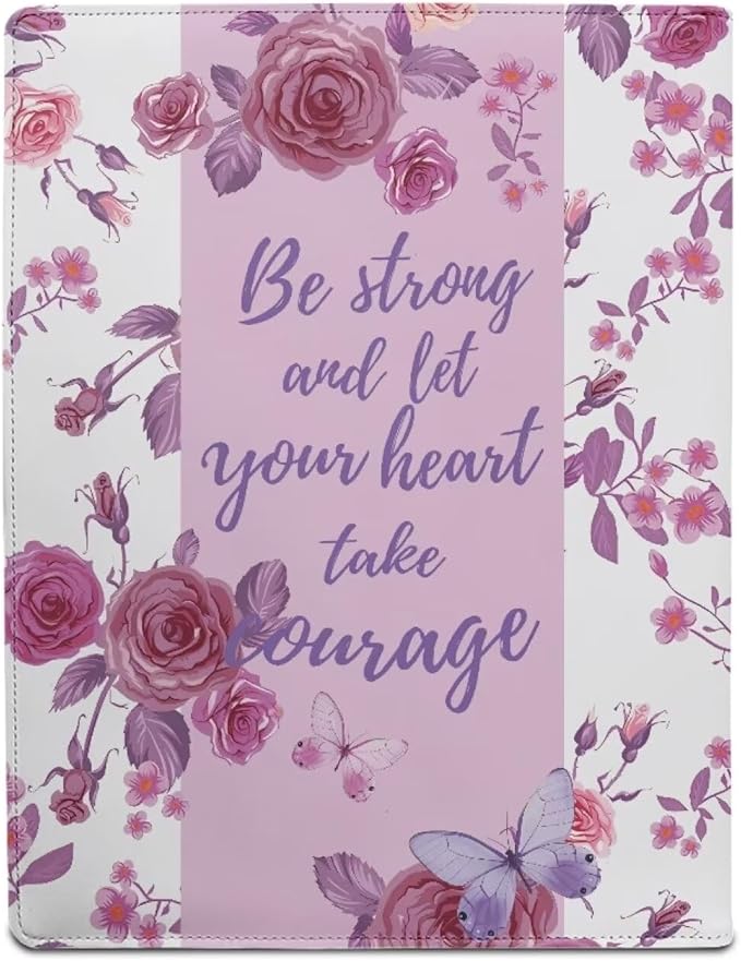 Cozeyat PU Leather Padfolio for Women Bible Inspirational Quotes with Rose Print Conference Folder Portfolio Interview Resume Folder A4/Letter Size