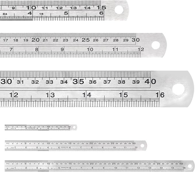 Mr. Pen- Stainless Steel Ruler, 3 pcs, 6", 12", 16", Imperial & Metric Measurements, Metric Metal Ruler Set, mm Ruler, Metal Rulers, Small Metal Ruler Metal Straight Edge, Centimeter Ruler