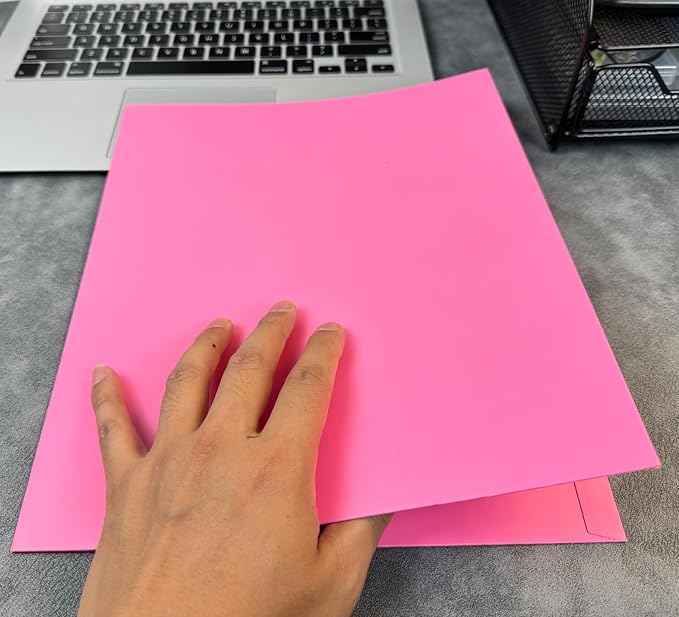 BIBRADAA® 50 Packs Pink Folders with Pockets,File Folder with Pockets Fit Letter Size Paper,File Folders Letter Size,Durable Paper Folders for School, Office, Business. (50, Pink)