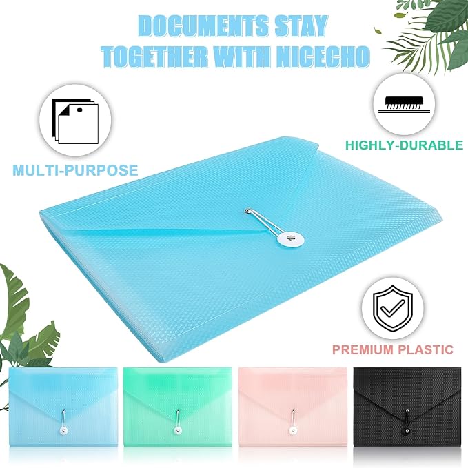 Nicecho Expanding File Folder, 7 Pockets Accordion File Organizer, A4 Letter Size Paper Document Receipt Organizer Accordian Filing Folder for Classroom, Home, Office and Travel (Blue)