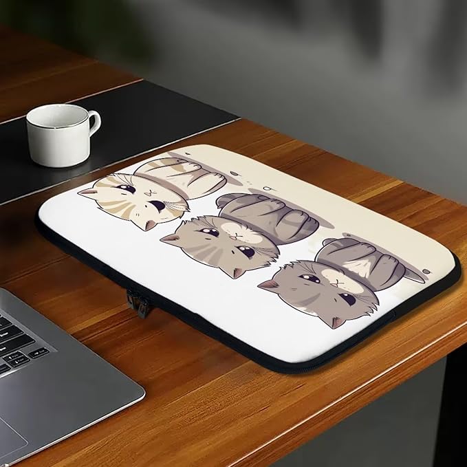 Cute Cat Laptop Protective Sleeve for Girls Boys 12 Inch Laptop Covers with Large Capacity Lap Top Case Lightweight Computer Sleeve Bag Suitable Gifts for Holidays Tablet Bag Grey