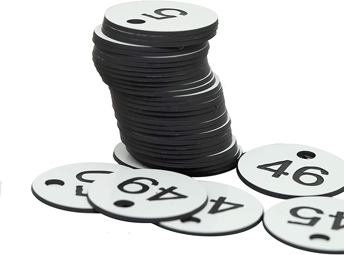 StayMax Plastic ID Number Tags Engraved Tags Key Tags Without Key Rings (101-200, White)