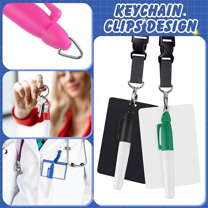 Ctosree 80 Pcs Mini Markers for Nurses Badge Mini Markers with Golf Keychain Clips Golf Ball Point for Office Classroom Supplies(Permanent)