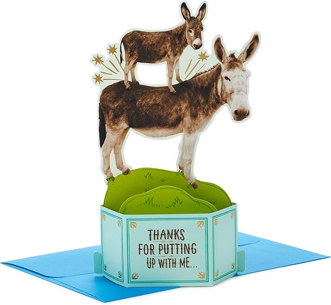 Hallmark Funny Pop Up Birthday Card from Son or Daughter (Donkeys, Pain in the...) Paper Wonder Shoebox 3D Card