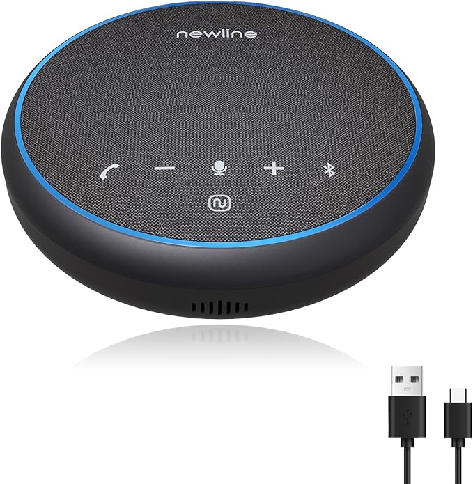 Bluetooth Speakerphone with 360° & 5 Meters (16 Feet) Voice Pickup for Work & Leisure, Pro AI Noise Reduction, High-Efficiency Full-Range Speaker, 12 Hours Battery Life