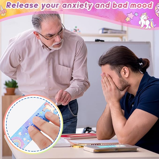 36 Pieces Anxiety Sensory Stickers Cute Fidget Textured Strips Toys Anti Stress Tactile Rough Sensory Calm Textured Strips Adhesives Anxiety Relief for Adults Teens Desk Classroom (Unicorn Style)