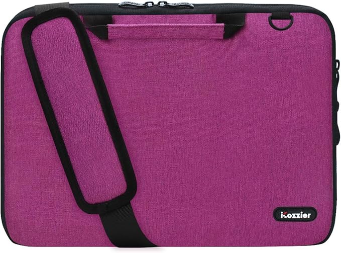 iCozzier 13-13.3 Inch Handle Laptop Briefcase Shoulder Bag Electronic Accessories Organizer Messenger Carrying Case Laptop Sleeve Protective Bag with Shoulder&Luggage Strap - Rose