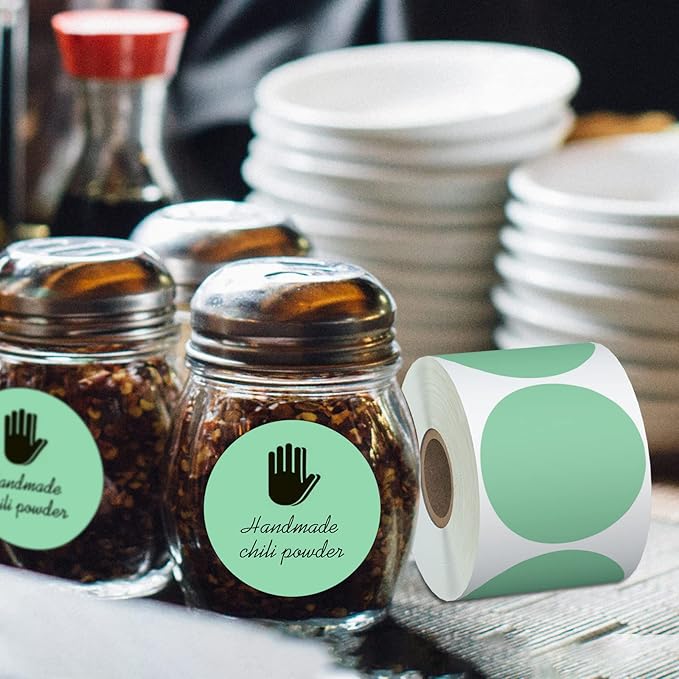 Misofuki 2" 750 Labels Red Circle Direct Thermal Stickers Labels Roll Compatible with Zebra, Rollo, MUNBYN, Self-Adhesive Round Direct Thermal Labels