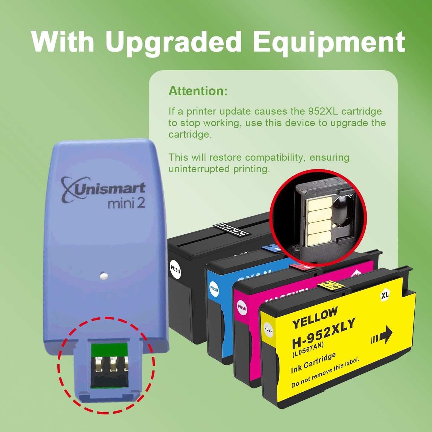 952XL Ink Cartridges Combo Pack with Upgrade Device Replacement for HP 952 XL Ink Cartridge for HP Officejet Pro 7740 8720 8710 8210 8715 8740 8702 8730 8725 Printers (Black Cyan Yellow Magenta)