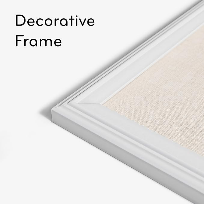 U Brands Farmhouse Linen Bulletin Board, 40"x30", White Wood Style Frame, Industrial Grade Pinning Surface