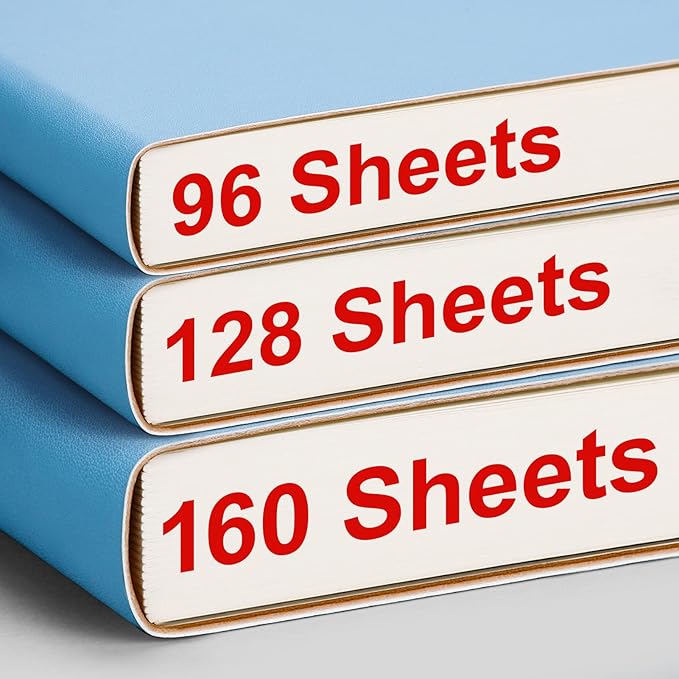 AHGXG College Ruled Notebook A4-320 Pages Large Journal 8.5''×11'', Thick Notebooks for Note Taking, 100gsm Thick Paper, Leather Softcover, for Women Men - LightBlue