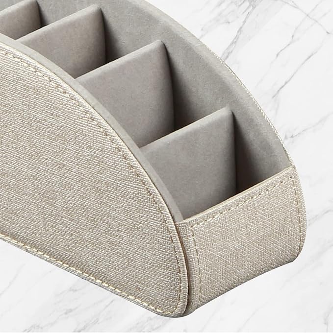 Remote Control Holder, Leather 5 Rooms Desk Organizer and Decorations for Living Room, Bedside Storage Remotes Caddy for TV Controllers/ Makeup Brush Pen/ Office Stationery/ Art Supplies/ Eyeglasses