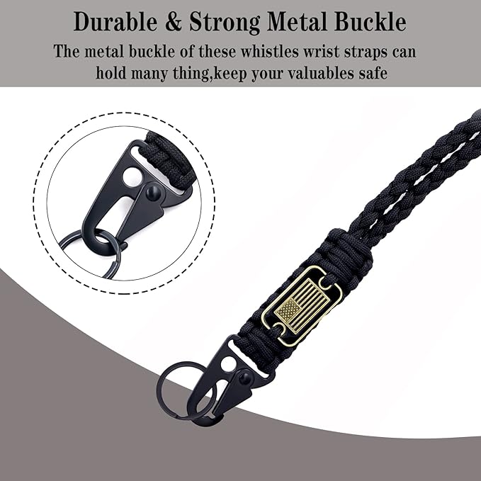 Heavy Duty Braided Paracord Lanyard Keychain with USA Flag, Parachute Rope Necklace Keychains, Braided Strong Lanyard with Metal HK Clip Key Ring for Outdoor Activities, Camera, Traveling