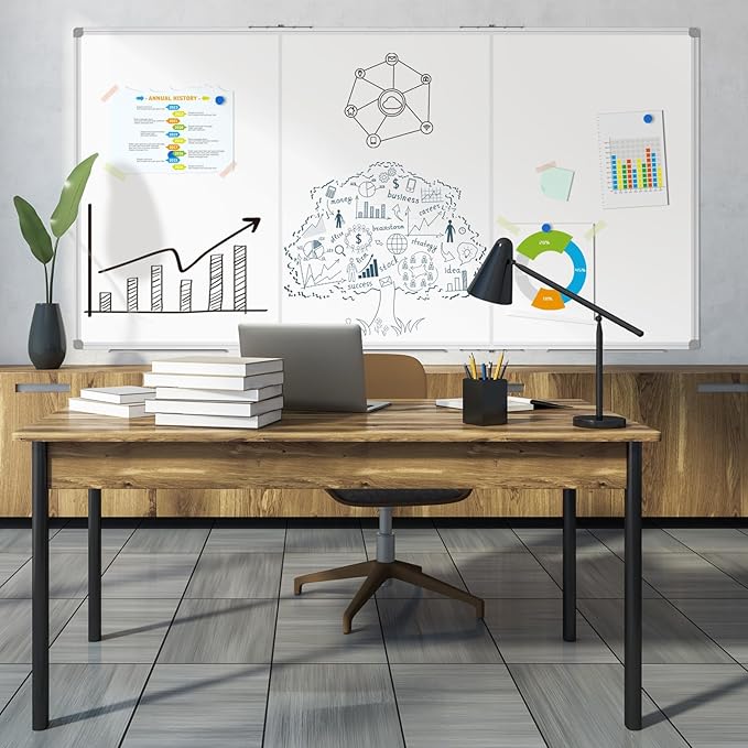 Lockways Large Magnetic 157" x 48" Dry Erase Board, Foldable Wall Mounted Whiteboard| White Board with Pen Tray for Business,Team,Home Office,Home Education and School Classroom