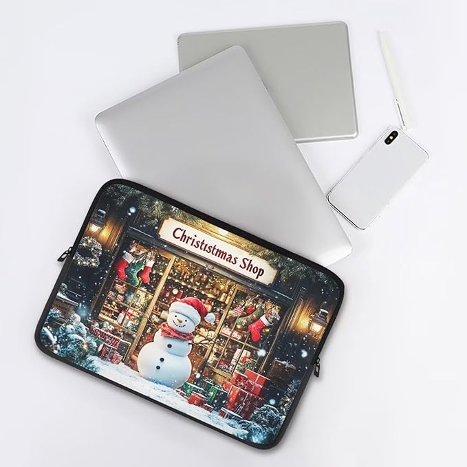 Christmas Snowman Laptop Sleeve Case for Women Laptop Protector Lightweight Computer Sleeve 10 inch Suitable for Girls Boys Tablet Bag Laptop Accessories