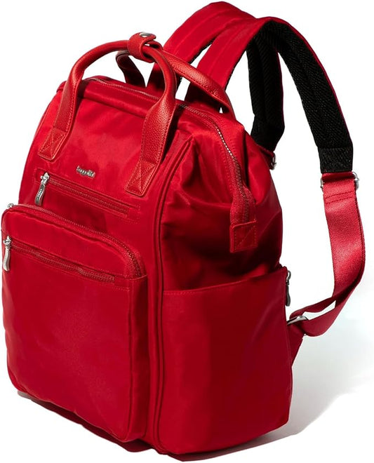 Baggallini Chelsea Laptop Backpack, Crimson Red Twill