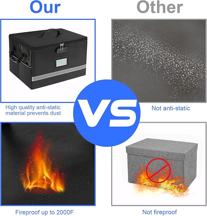 File Organizer, Fireproof File Box with Lids, Important Document Organizer Box with Lock, Portable File Folder Organizer with Handle