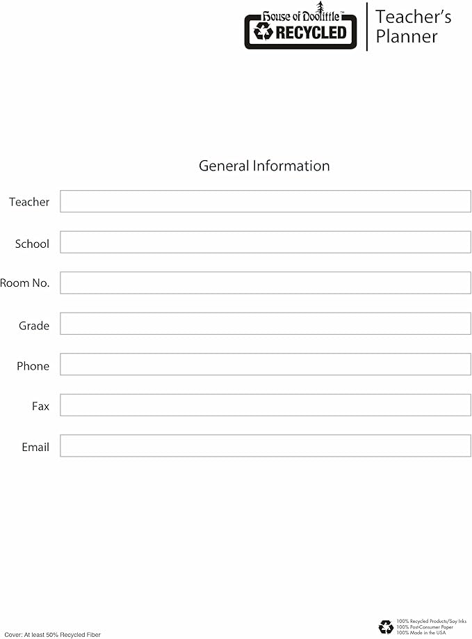 House of Doolittle Teachers Planner 8.5" x 11